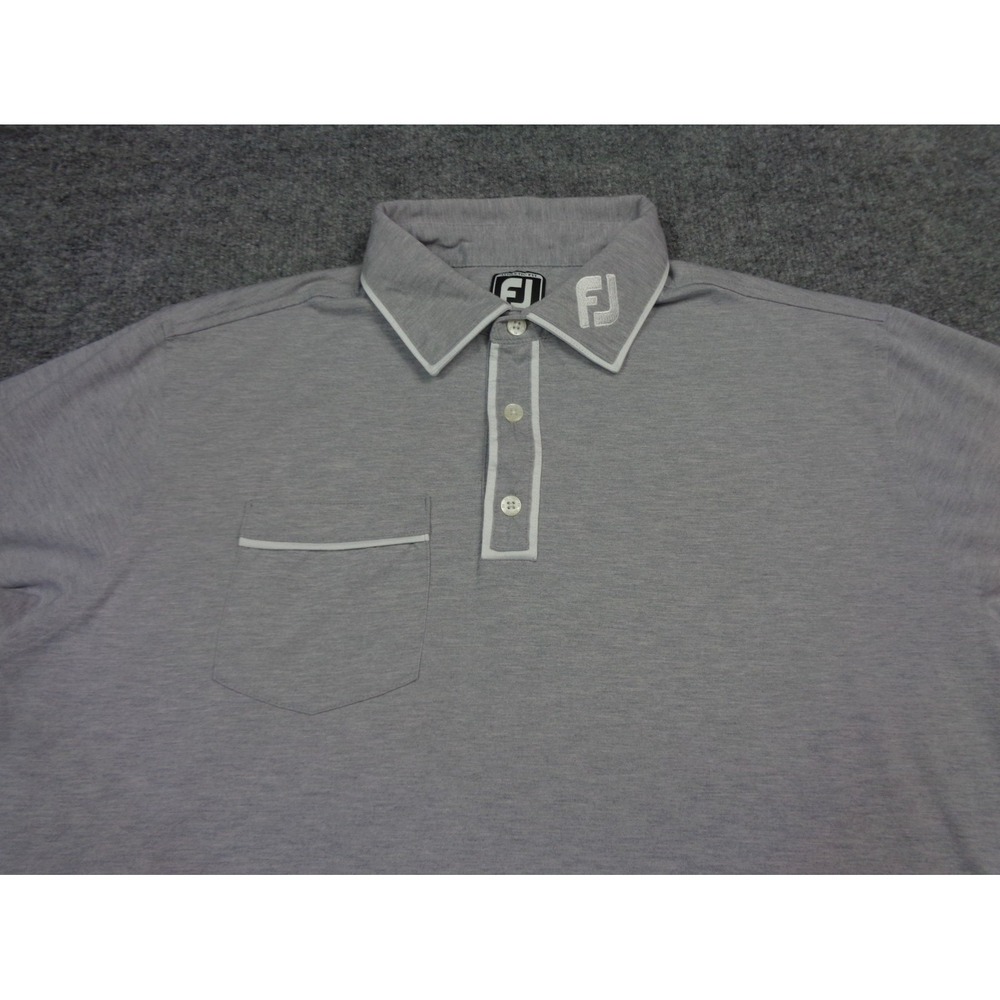 FootJoy Polo Shirt Mens XL ]Gray Tour Issued Pocket Athletic Fit Performance